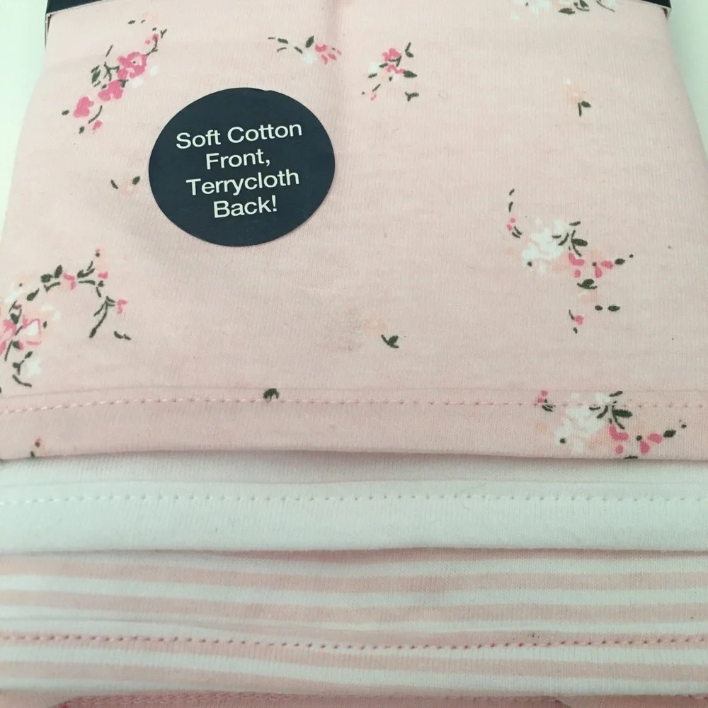 Baby Burp Cloths 3 Soft and Absorbent Pink Floral Stripes White NEW | Baby Gap